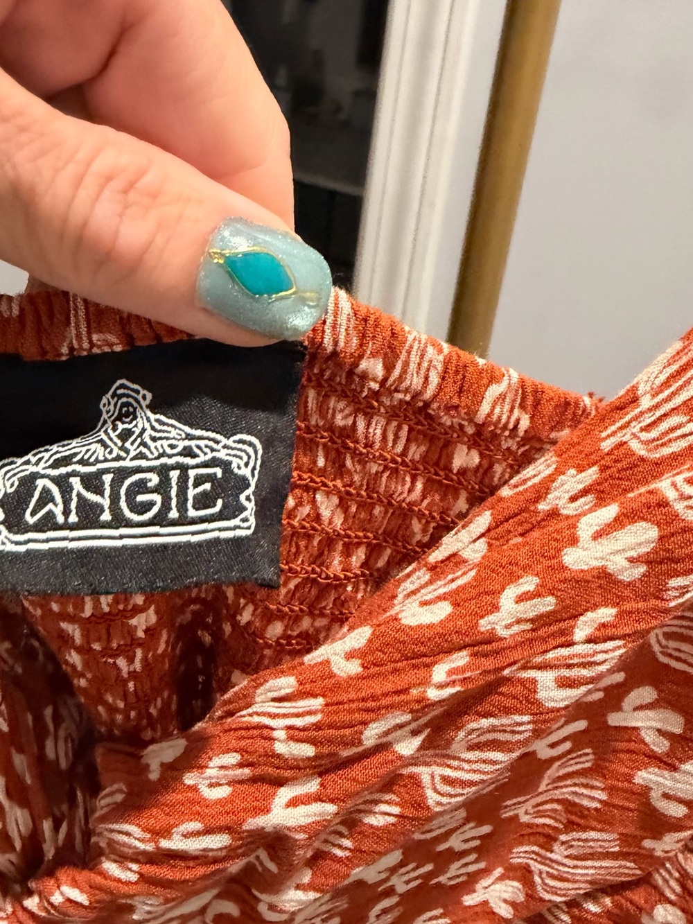 Angie Rust Orange Cactus-Print Maxi Dress - Picture 3 of 4